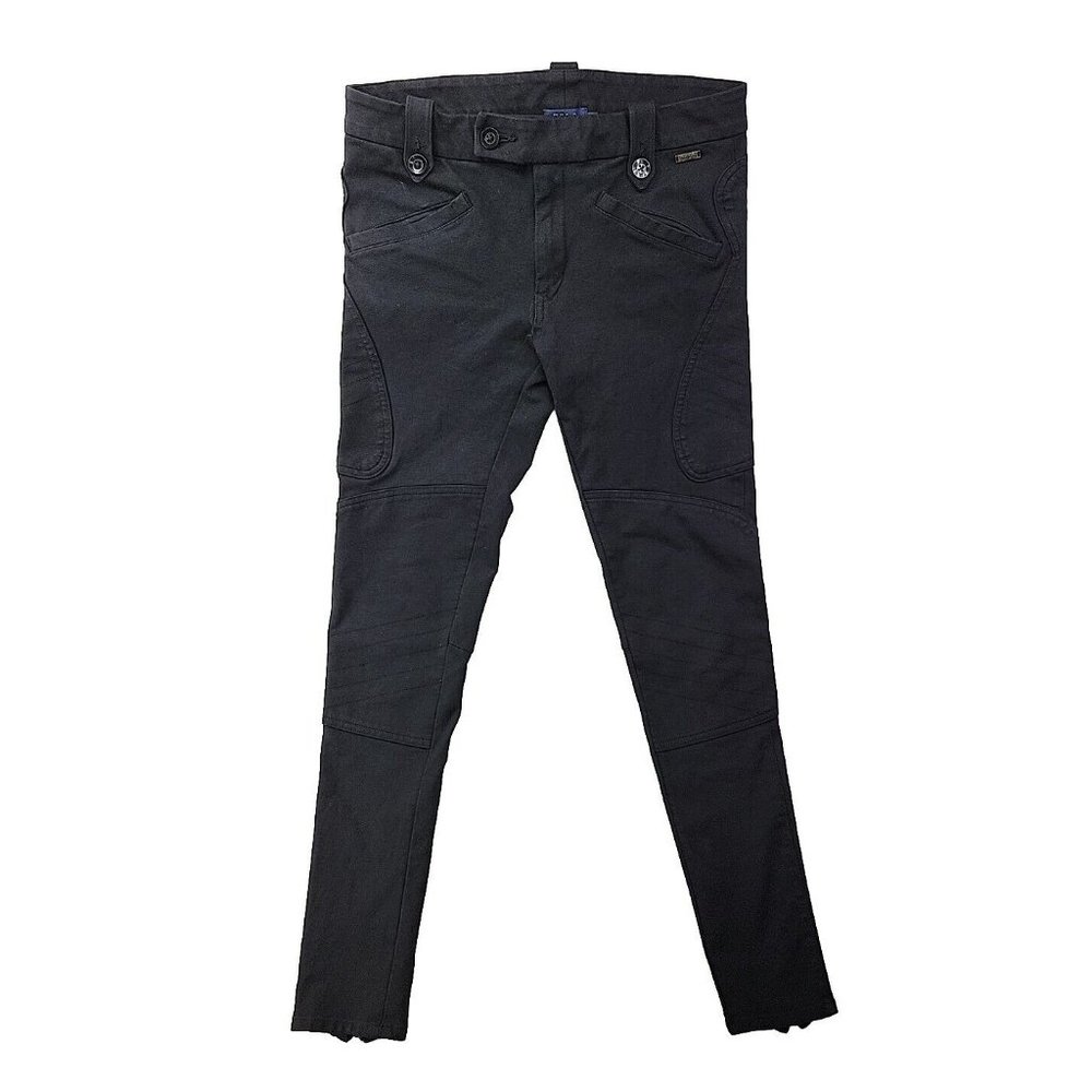 Polo Ralph Lauren Women 6/8 Black Skinny Ponte Pants Stretch Pockets Zip Ankle